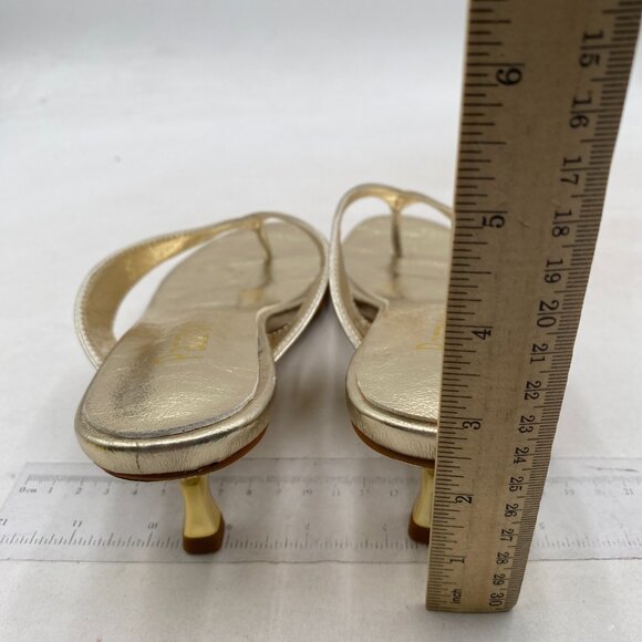 Pazzion Women Fashion Open Toe Kitten Heels Flip Flops Slip On Low Heeled Gold - Picture 5 of 8